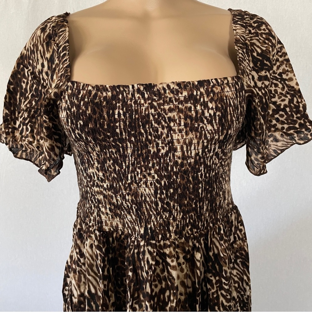 Motherhood Maternity Animal Print Brown Dress  Sz Medium - Picture 6 of 9